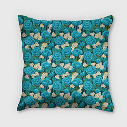 Подушка квадратная Голубые розы, цвет: 3D-принт