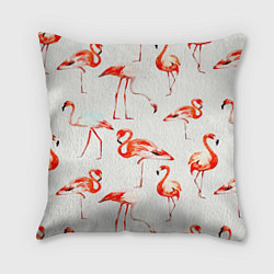 Подушка квадратная Оранжевые фламинго, цвет: 3D-принт