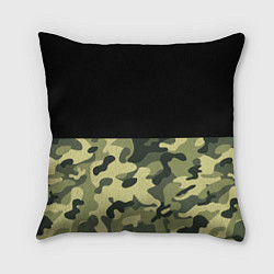 Подушка квадратная Камуфляж: черный/хаки, цвет: 3D-принт