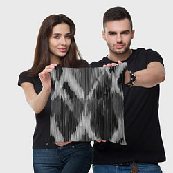 Подушка квадратная Черно-белая штриховка, цвет: 3D-принт — фото 2