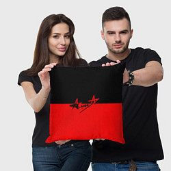 Подушка квадратная АлисА: Черный & Красный, цвет: 3D-принт — фото 2