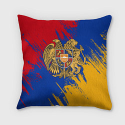 Подушка квадратная Герб и флаг Армении, цвет: 3D-принт