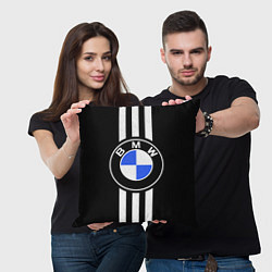 Подушка квадратная BMW: White Strips, цвет: 3D-принт — фото 2