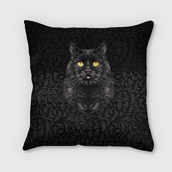 Подушка квадратная Чёрный котик, цвет: 3D-принт
