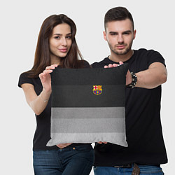 Подушка квадратная ФК Барселона: Серый стиль, цвет: 3D-принт — фото 2