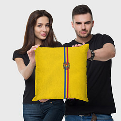 Подушка квадратная Молдавия: лента с гербом, цвет: 3D-принт — фото 2