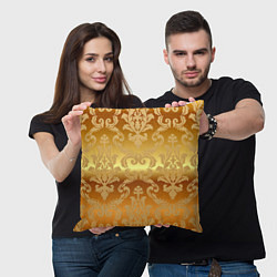 Подушка квадратная Золотой орнамент, цвет: 3D-принт — фото 2