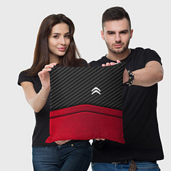 Подушка квадратная Citroen: Red Carbon, цвет: 3D-принт — фото 2