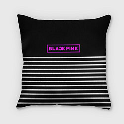 Подушка квадратная Black Pink: White Stripes