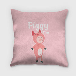 Подушка квадратная Piggy Time, цвет: 3D-принт