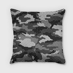 Подушка квадратная Черный камуфляж, цвет: 3D-принт