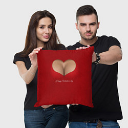 Подушка квадратная Happy Valentines Day - декольте, цвет: 3D-принт — фото 2