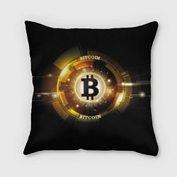 Подушка квадратная Золотой биткоин мерцающий, цвет: 3D-принт