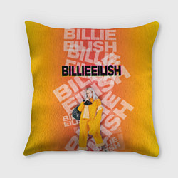 Подушка квадратная Billie Eilish: Yellow Mood, цвет: 3D-принт