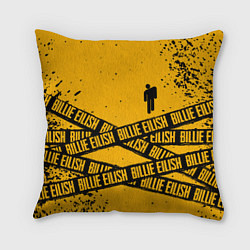 Подушка квадратная BILLIE EILISH: Yellow Tape, цвет: 3D-принт