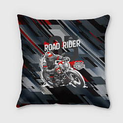 Подушка квадратная Road rider мотоциклист, цвет: 3D-принт