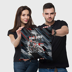 Подушка квадратная Road rider мотоциклист, цвет: 3D-принт — фото 2