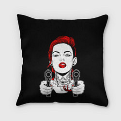 Подушка квадратная Woman is holding a gun, цвет: 3D-принт