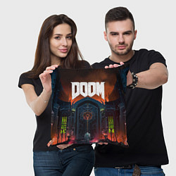 Подушка квадратная DOOM - Hellgate, цвет: 3D-принт — фото 2