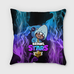 Подушка квадратная Brawl Stars LEON SHARK, цвет: 3D-принт