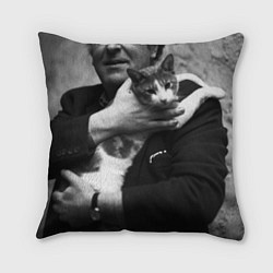 Подушка квадратная Бродский и кот, цвет: 3D-принт