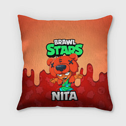 Подушка квадратная BRAWL STARS NITA, цвет: 3D-принт