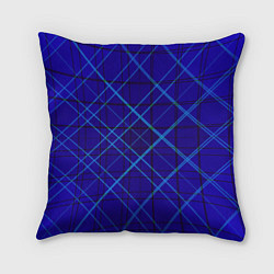 Подушка квадратная Сине-черная геометрия 3D, цвет: 3D-принт