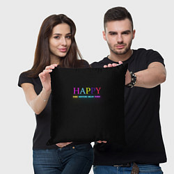 Подушка квадратная HAPPY, цвет: 3D-принт — фото 2
