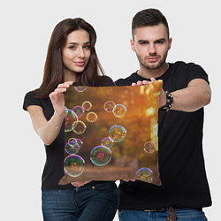 Подушка квадратная Мыльные пузыри, цвет: 3D-принт — фото 2