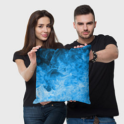 Подушка квадратная ОГОНЬ BLUE, цвет: 3D-принт — фото 2