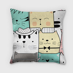 Подушка квадратная Деловые котейки, цвет: 3D-принт