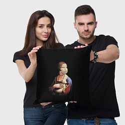 Подушка квадратная Чечилия Галлерани - дама с горностаем, цвет: 3D-принт — фото 2