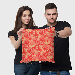 Подушка квадратная Оранжевый камуфляж, цвет: 3D-принт — фото 2
