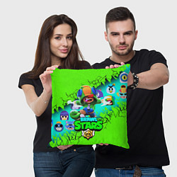 Подушка квадратная LEON LEGENDARY BRAWL STARS, цвет: 3D-принт — фото 2