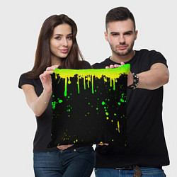 Подушка квадратная НЕОНОВЫЕ ПОДТЕКИ, цвет: 3D-принт — фото 2