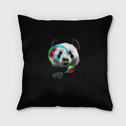 Подушка квадратная Панда и мыльный пузырь, цвет: 3D-принт