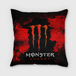 Подушка квадратная Red grunge monster energy