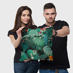 Подушка квадратная Кактусы с цветами реализм, цвет: 3D-принт — фото 2