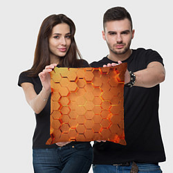 Подушка квадратная Золотые 3D плиты, цвет: 3D-принт — фото 2