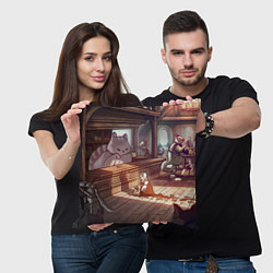 Подушка квадратная Кошачий город, цвет: 3D-принт — фото 2