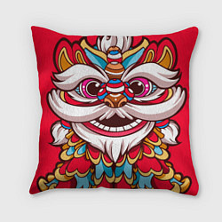 Подушка квадратная Морда Азиатского Льва, цвет: 3D-принт