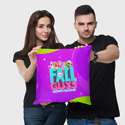 Подушка квадратная Fall Guys, цвет: 3D-принт — фото 2