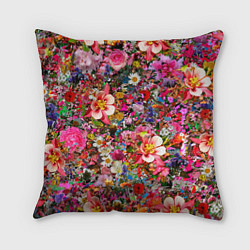 Подушка квадратная Разные цветы, цвет: 3D-принт