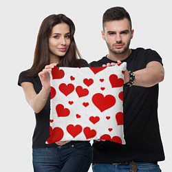 Подушка квадратная Сердечки, цвет: 3D-принт — фото 2