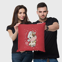 Подушка квадратная С новым счастливым годом, цвет: 3D-принт — фото 2