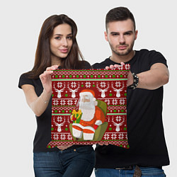 Подушка квадратная Санта с защитным экраном, цвет: 3D-принт — фото 2