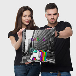 Подушка квадратная Among Us по улицам Нью-Йорка, цвет: 3D-принт — фото 2