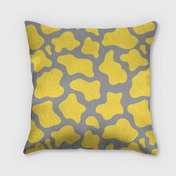 Подушка квадратная Желто-серая корова, цвет: 3D-принт