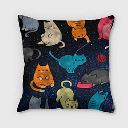 Подушка квадратная Космические котики, цвет: 3D-принт
