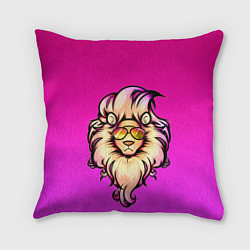 Подушка квадратная Модный лев в очках, цвет: 3D-принт